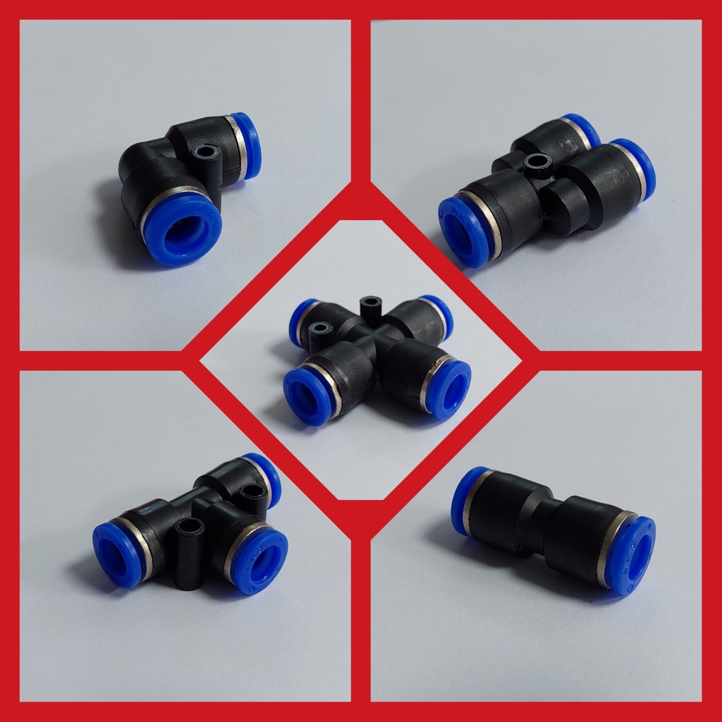Phụ kiện phun sương, khí nén, Cút nối nhanh ống phi 8, phi 10, phi 12