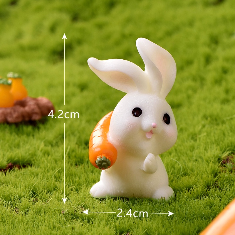 Decor bàn làm việc mô hình trang trí tiểu cảnh terrarium nông trại thỏ và cà rốt