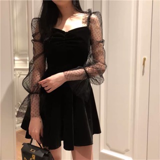 Váy nhung ren 2019 - Hàng Quảng Châu