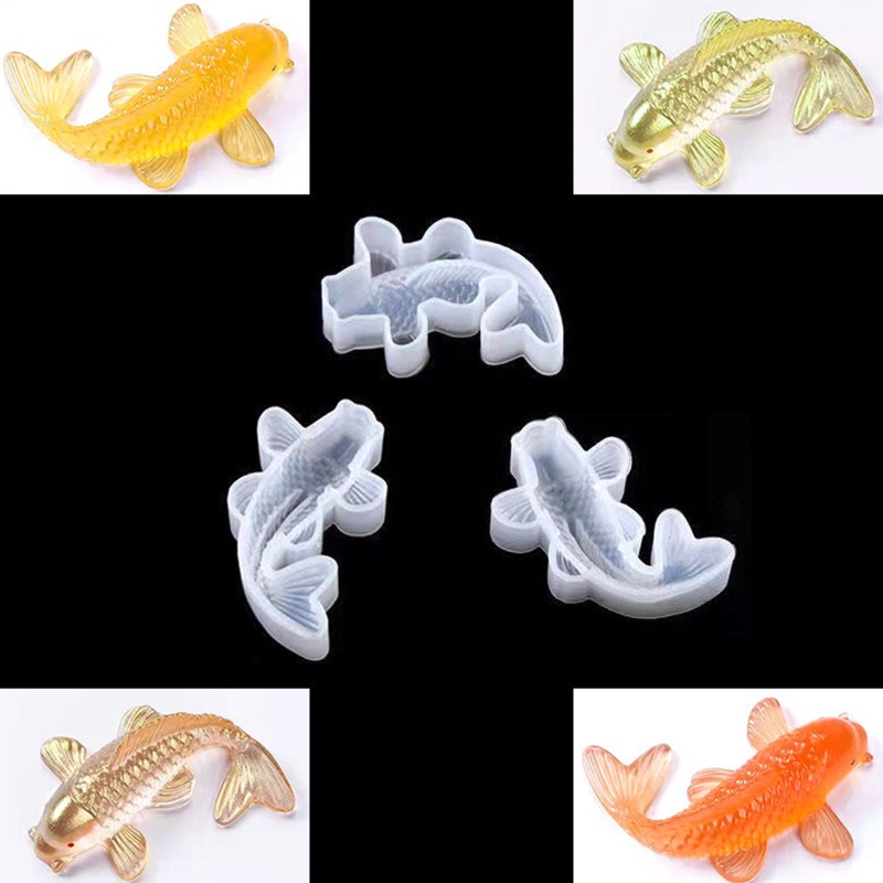 Bộ 3 khuôn làm trang sức hình cá Koi ba chiều bằng resin UV