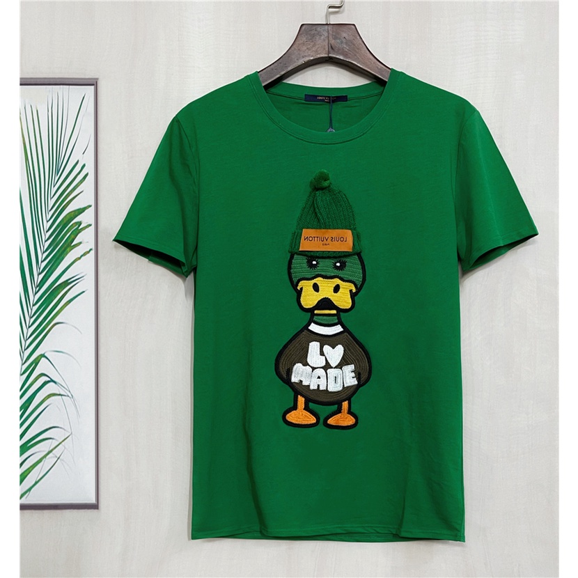 Áo Thun cotton Ngắn Tay Thêu Hình Vịt Hoạt Hình Thời Trang Mùa Xuân Dành Cho Nam