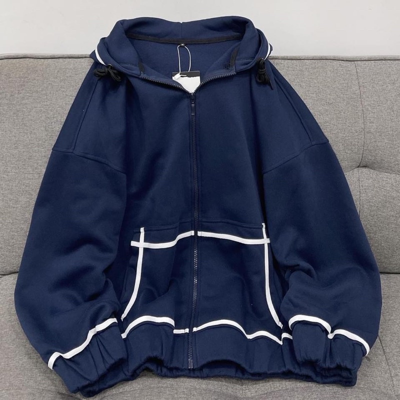 [RẺ VÔ ĐỊCH] Áo Khoác dây kéo viền trắng/ Hoodie Zip WEST {màu Đen/ Xanh/ Hồng} Form rộng Unisex Nam/Nữ cực đẹp chất xịn