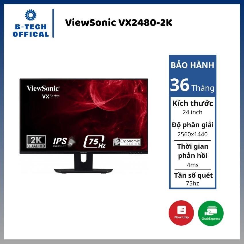 Màn hình máy tính ViewSonic VX2480-2K-SHD/ 24 inch QHD IPS/ 75Hz/ 3Yrs - Hàng chính hãng bảo hành 36 tháng