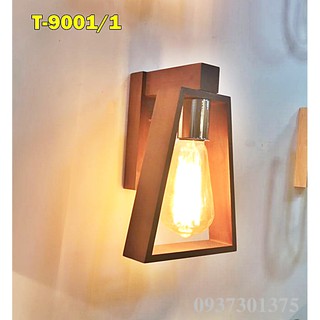 Đèn Gắn Tường Đẹp,thân gỗ kèm bóng đèn led edison ST64 4w