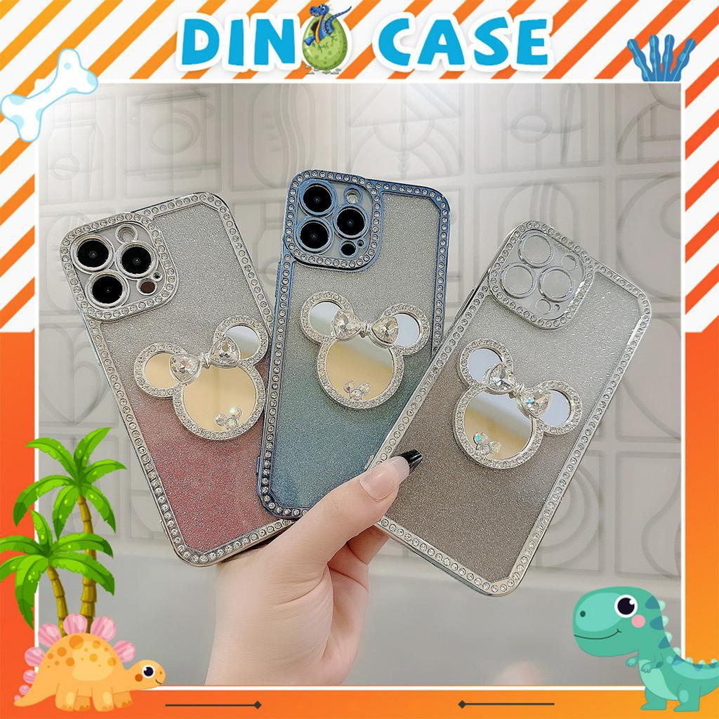Ốp lưng iphone đính đá viền gắn gương mickey bling 7plus 8plus x xsmax 11 11promax 12promax 13 13promax 14promax 14pro 1