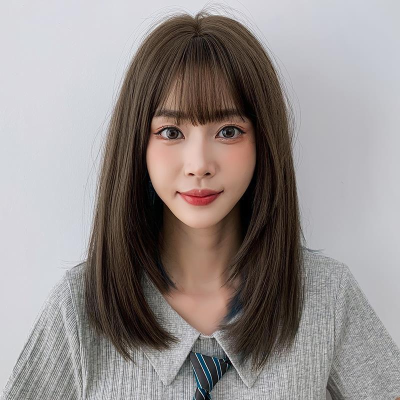 Mới Bộ Tóc Giả Dài Thẳng Nhuộm Màu gradient Tự Nhiên Có Móc Tai Dễ Thương
