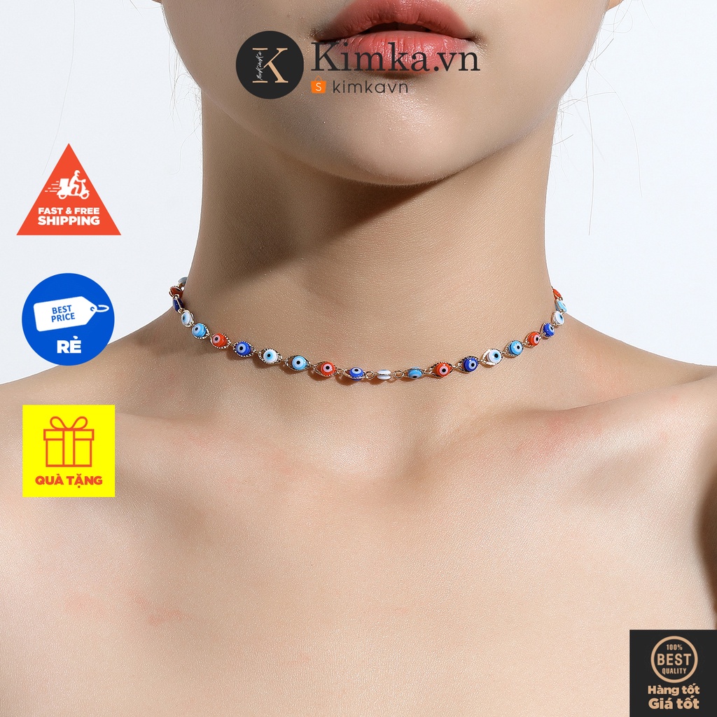 (0283) Vòng Cổ Choker Mắt Màu Cổ Đại Tinh Tế Phong Cách Retro Hàn Quốc
