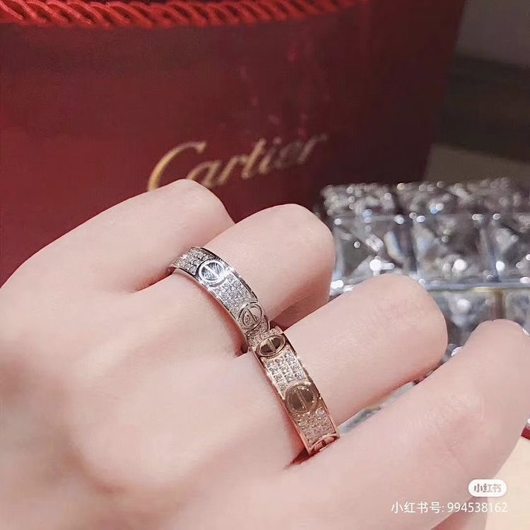 Nhẫn cati-er 3 hàng xoàn titan cao cấp MS00115