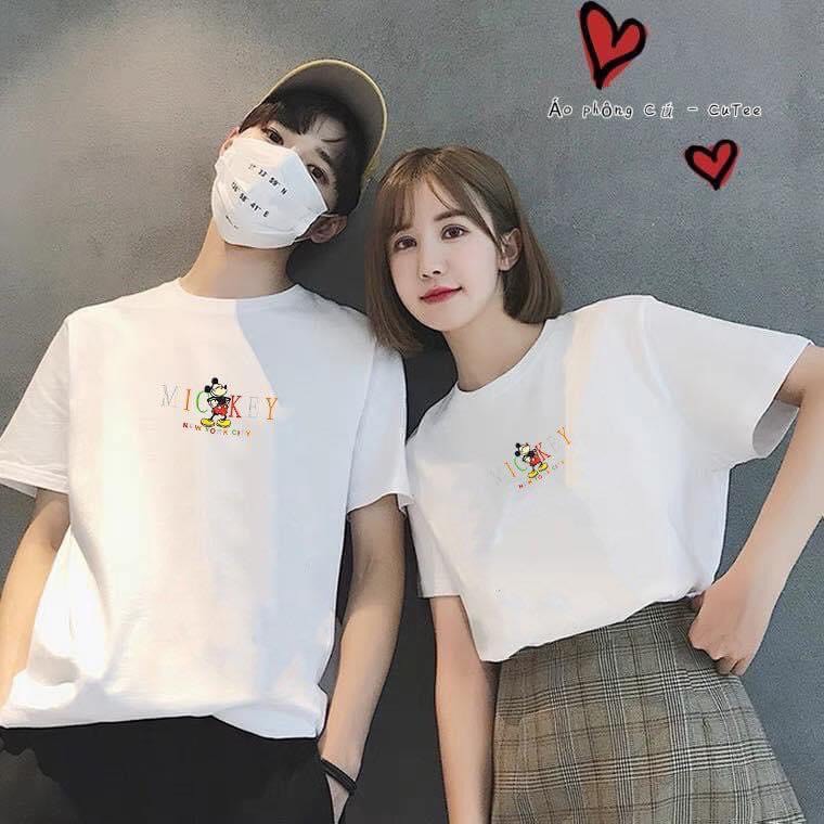 Áo thun cotton dày mịn phong rộng tay lỡ- unisex cho cặp đôi,đồ nhóm