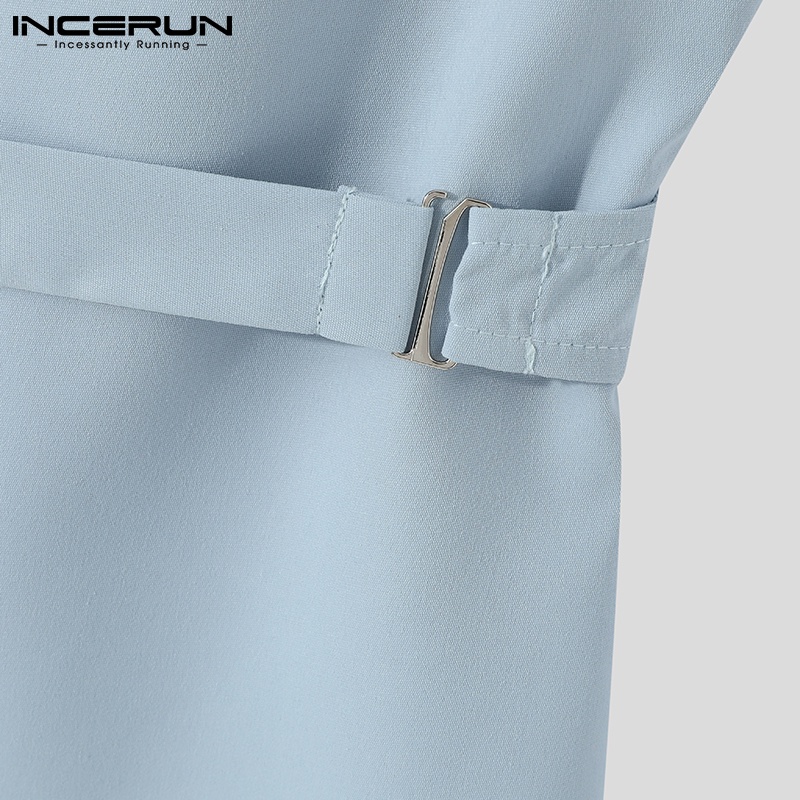 Áo sát nách INCERUN phối nút thời trang cho nam 3 màu lựa chọn