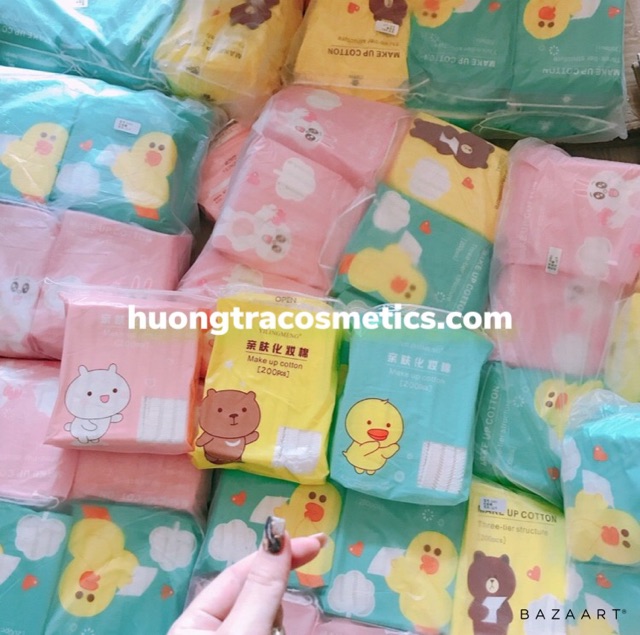 Bông tẩy trang 3 lớp cotton Silubi 200 Miếng dành cho mặt và móng tay