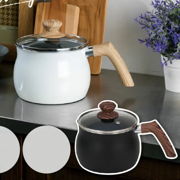 Nồi chiên ngập dầu Nhật Bản sâu lòng chống dính size 15cm có nắp đậy và tay cầm đáy 4 lớp dung tích 1,9L