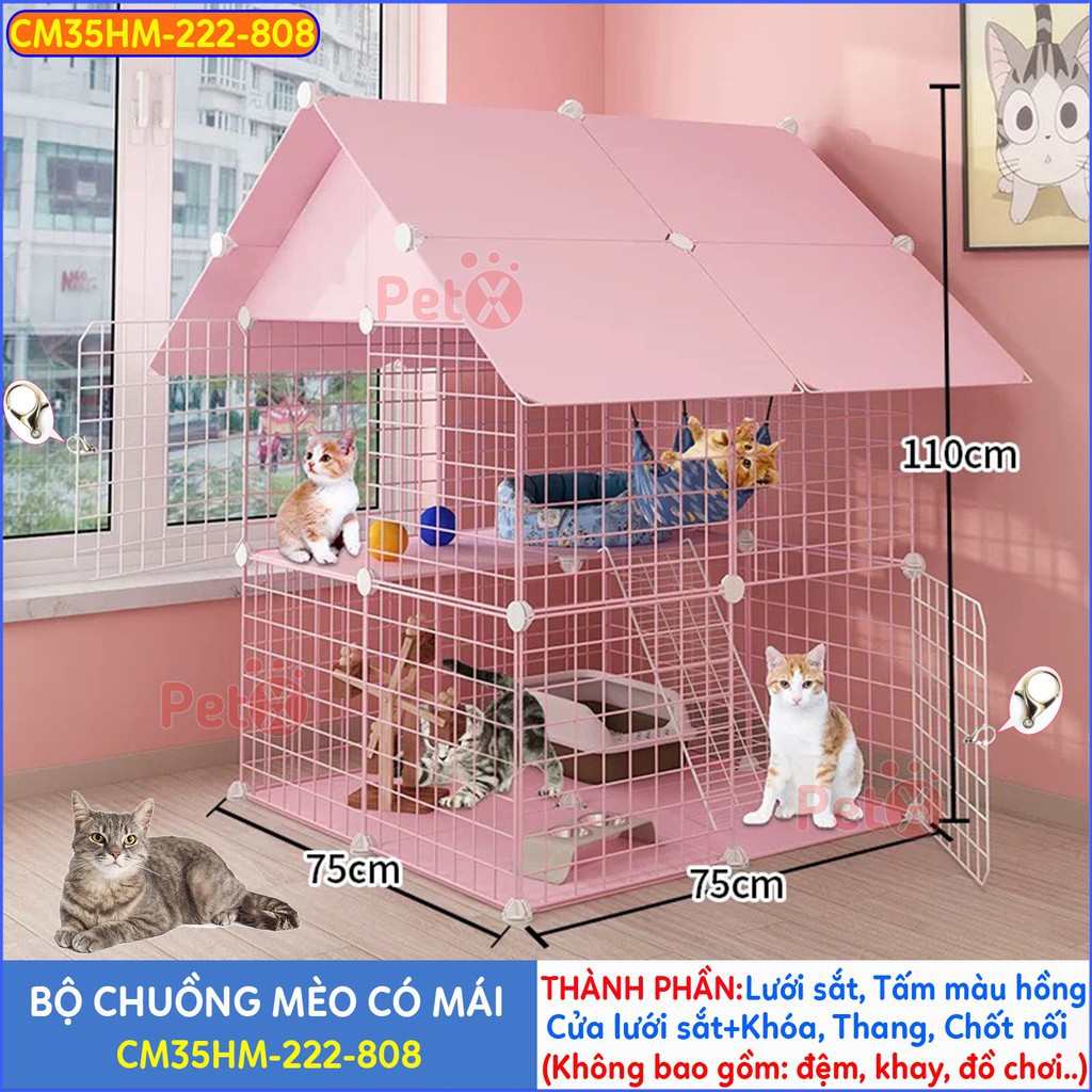 Chuồng mèo 3 tầng, 2, 4 tầng giá rẻ đẹp PetX lắp ghép đa năng đơn giản với lưới sắt sơn tĩnh điện nuôi thú cưng, thỏ, bọ