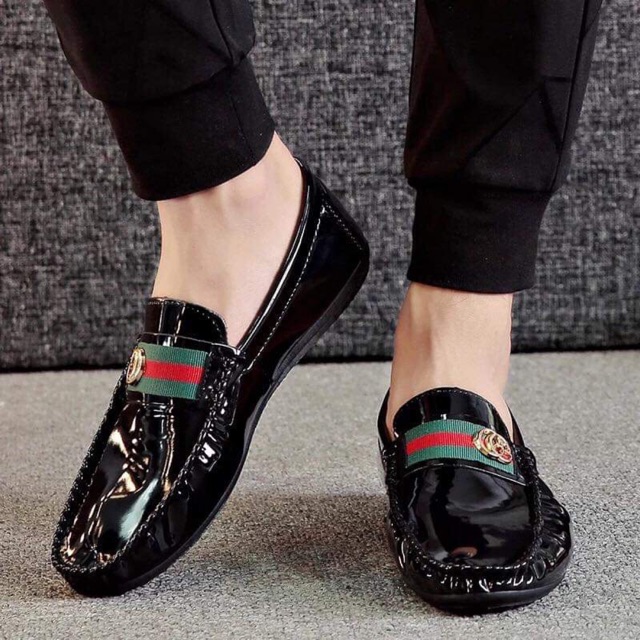 Giầy lười bóng xanh đỏ nam GG ( lười khâu)