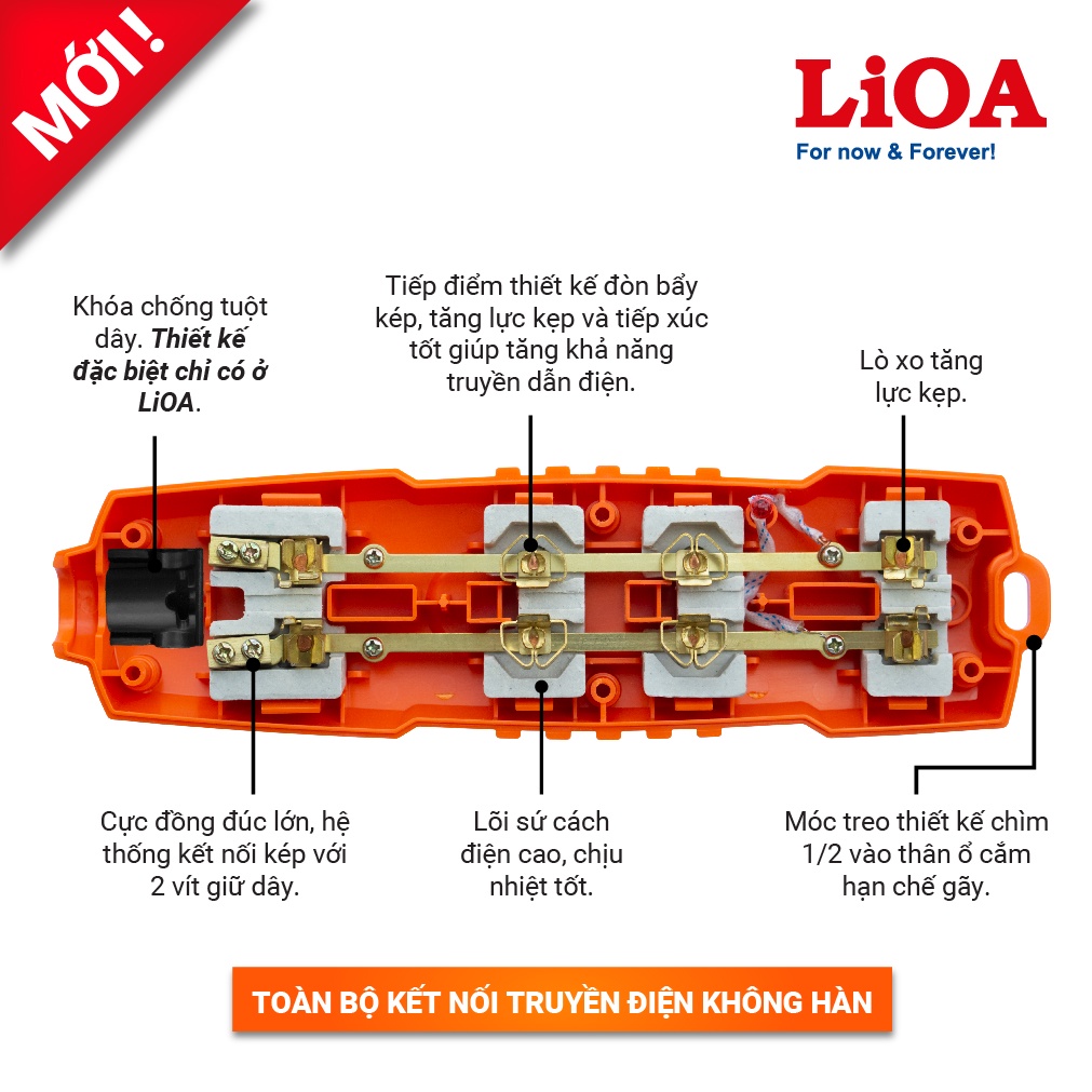 Ổ cắm không dây LiOA siêu tải công suất lớn 6600W 2 lỗ, 3 lỗ, 4 lỗ, 6 lỗ chịu tải cao