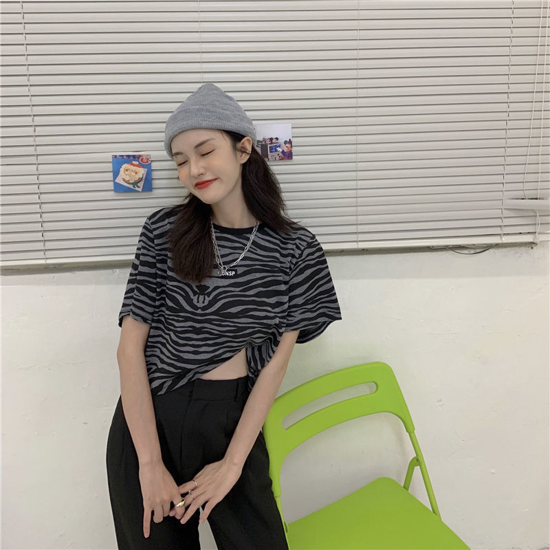 Áo Thun Lửng Tay Ngắn Dáng Rộng Kẻ Sọc Ngang Trẻ Trung Cá Tính Hợp Thời Trang | BigBuy360 - bigbuy360.vn