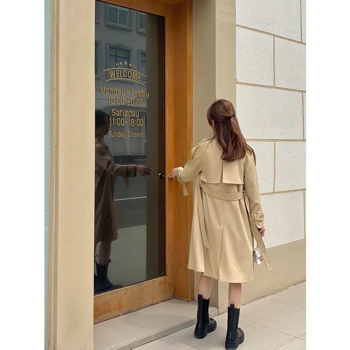 [ORDER TAOBAO]  Áo Trench Coat Size XXS XS Kaki Dáng Dài Có Xẻ Tà Đằng Sau | BigBuy360 - bigbuy360.vn