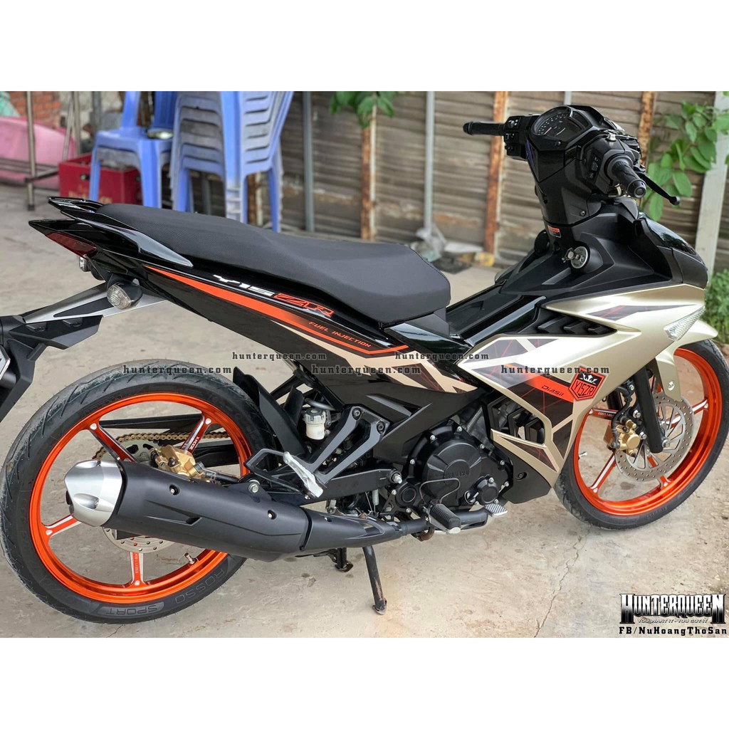 Tem rời Y15ZR 150 đen - đồng - cam. Decal cao cấp không bay màu bong tróc