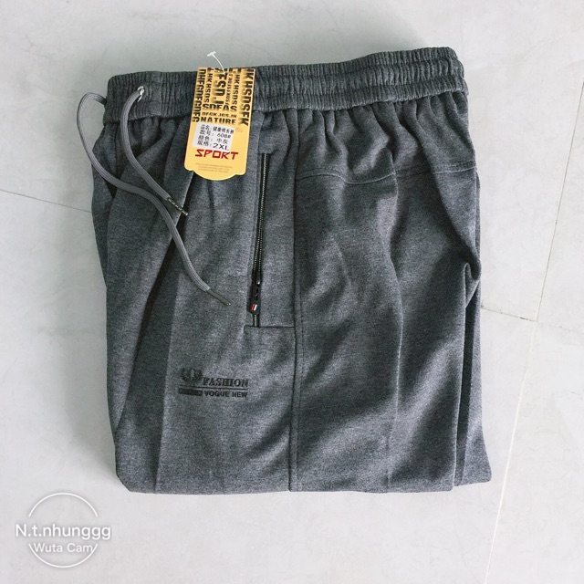 Quần nỉ nam trung niên cho bố, quần mặc nhà hàng chất đep size to túi khoá ống suông