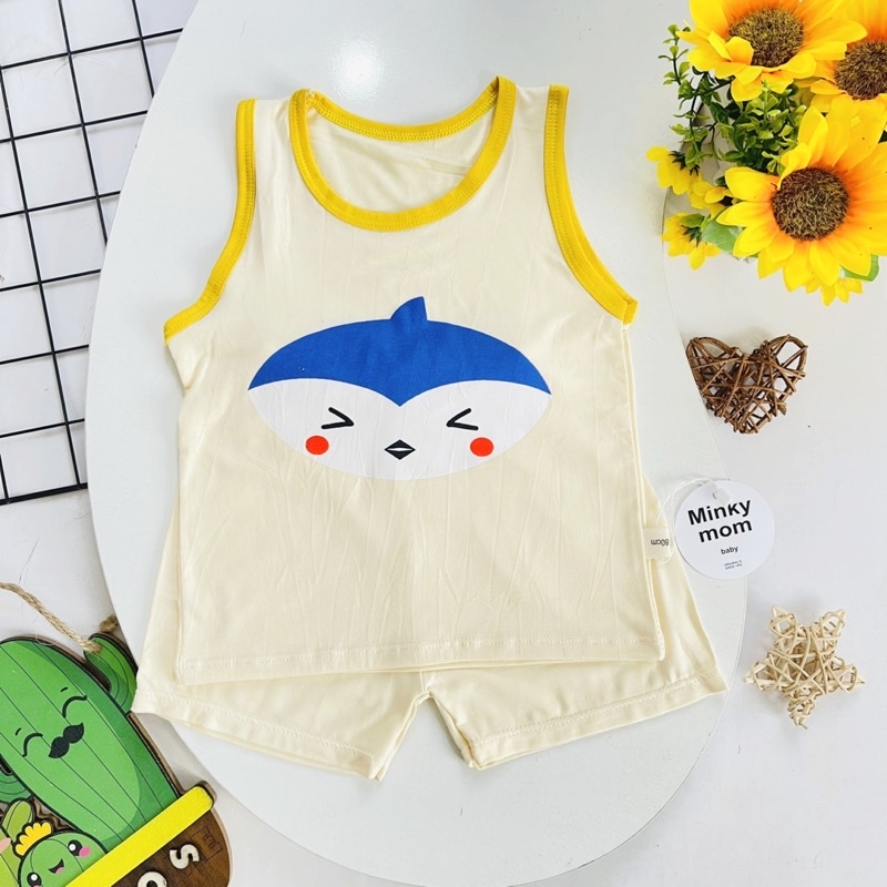 NT005 Bộ ba lỗ, sát nách thun lạnh Minky Mom in hình cảm xúc ngộ nghĩnh cho bé trai, bé gái