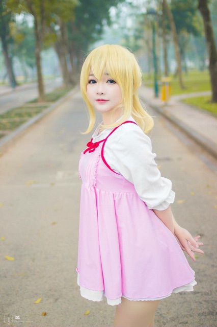 Set váy hồng áo trắng cosplay kaori | BigBuy360 - bigbuy360.vn