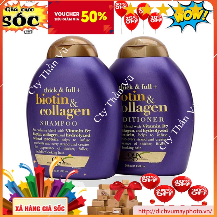 Dầu Gội và Xả giảm rụng tóc Biotin Collagen 385ml Phục Hồi Tóc Hư Tổn Ngăn Ngừa Rụng Tóc Hiệu Quả