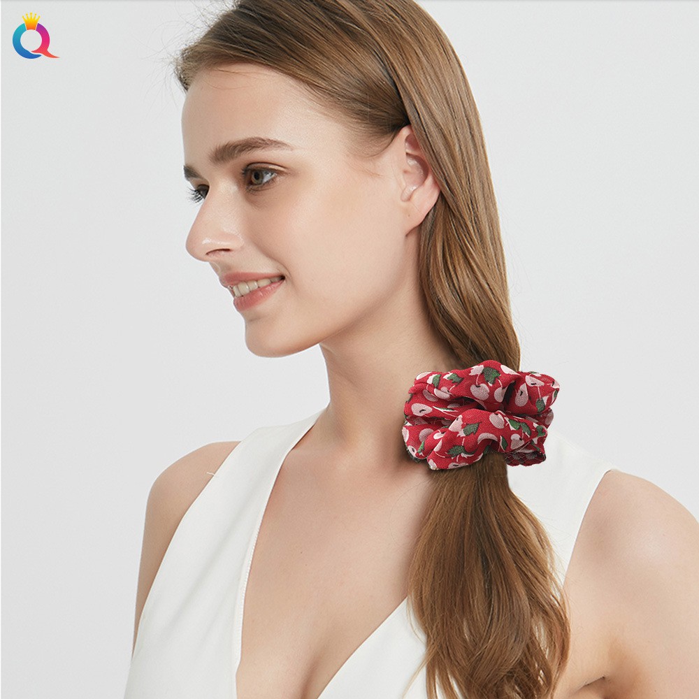 Dây buộc tóc scrunchie sắc màu chấm bi phong cách Hàn Quốc