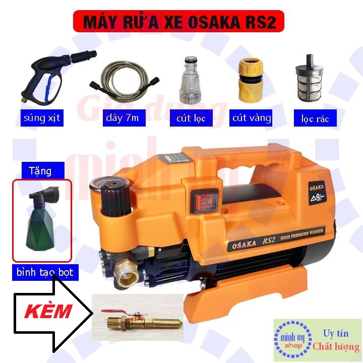 Máy rửa xe chỉnh áp Osaka RS2(Zukui)-2400w lõi đồng TẶNG KÈM BÉC RỬA MÁY LẠNH