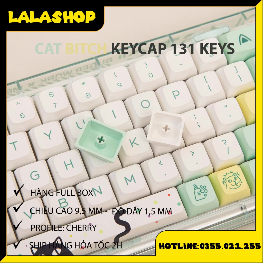 Bộ Nút Cho Bàn Phím Bằng Nhựa PBT XDA CAT BITCH 131 PHÍM