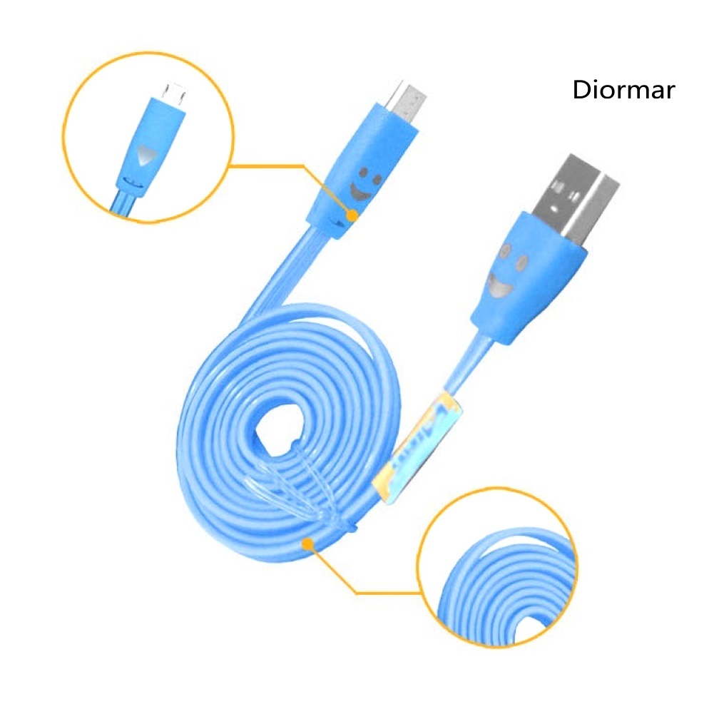 Dây Cáp Sạc Micro Usb 1m Hình Mặt Cười Có Đèn Led Phát Sáng Cho Điện Thoại Android