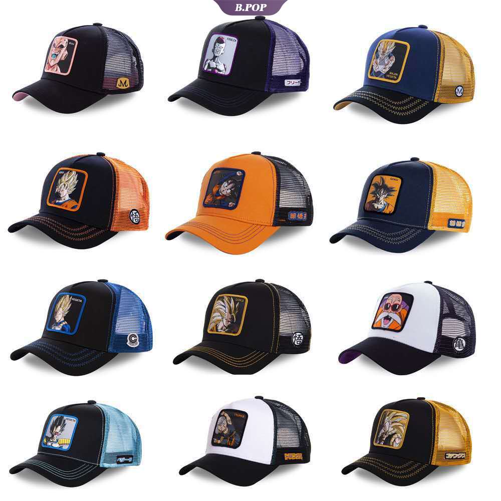 Nón Lưỡi Trai Cotton Phối Lưới Phong Cách Hip Hop In Họa Tiết Hoạt Hình Dragon BALL