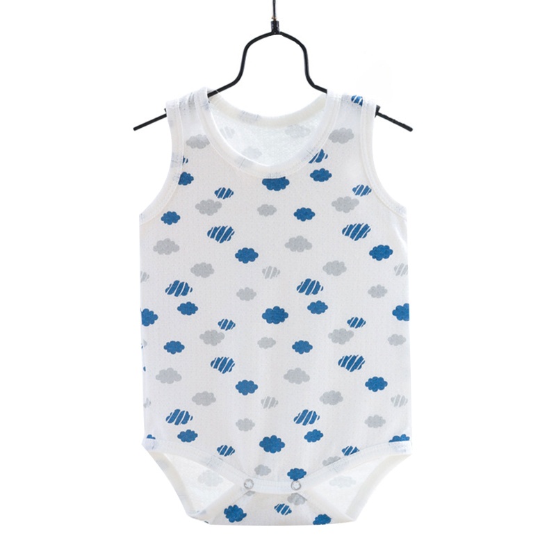 Bộ Áo Liền Quần Cotton Không Tay In Hoạt Hình Dành Cho Trẻ Sơ Sinh