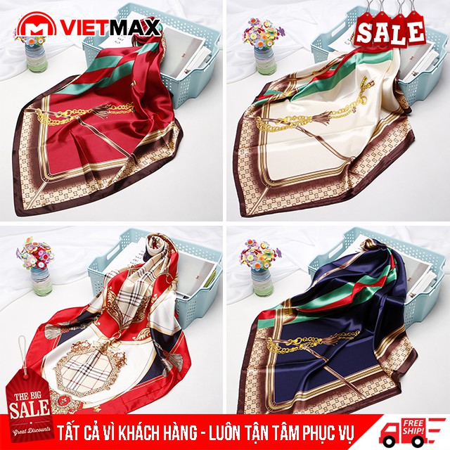 🏠 Khăn Bandana Lụa Satin 90x90 Họa Tiết Thanh Lịch Quàng Cổ, Làm Áo, Đội Đầu Đa Năng