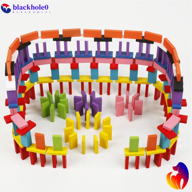 BH 100Pcs Rainbow Wooden Dominos Blocks Set Kids Game Educational Play Toy Christmas Gift