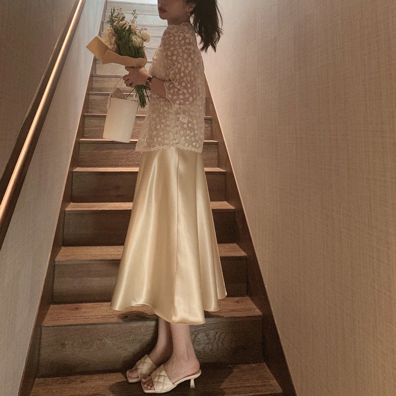 【Ready Stock】Chân Váy Chữ A Lưng Cao Thời Trang Retro Cho Nữ