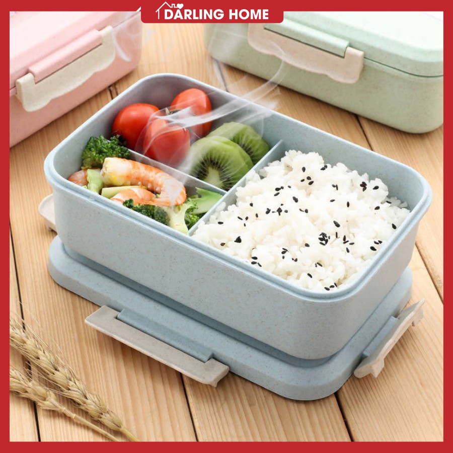 Hộp Cơm Lúa Mạch 3 Ngăn Văn Phòng Giữ Nhiệt Dễ Thương