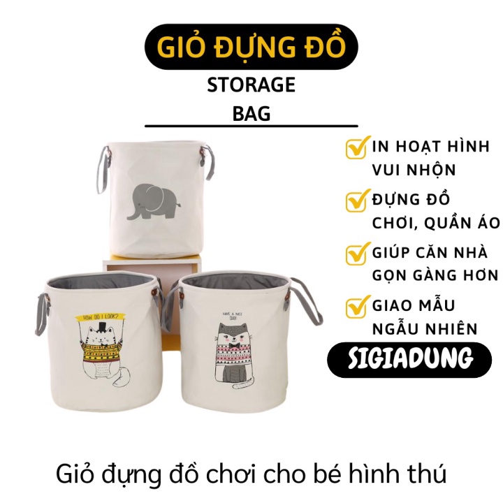 GIÁ SỈ Giỏ đựng đồ chơi cho bé hình thú dễ thương 35x40cm 8671