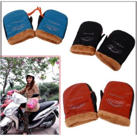 Gang tay đi xe máy nỉ bông chống mưa rét, hàng loại 1 -GTXM