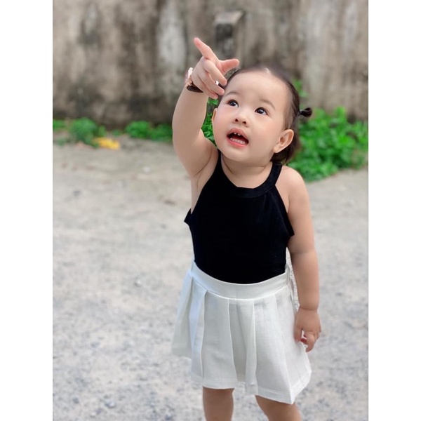 Áo yếm hai dây bé gái 100% cotton cao cấp thoáng mát đen/trắng/hồng - Samyy_vn