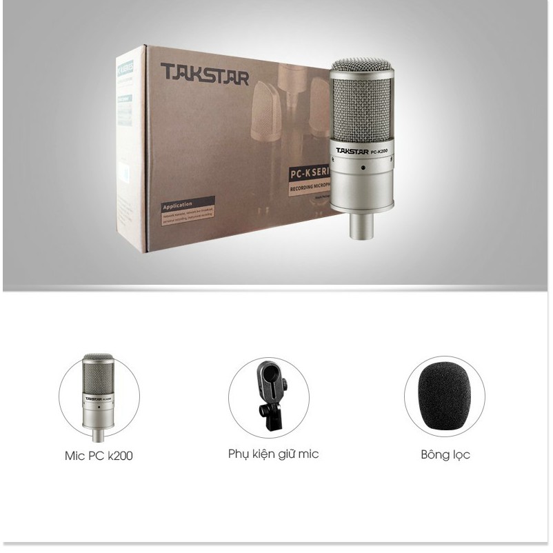 【Chính hãng】Mic thu âm chuyên nghiệp cao cấp Takstar PC-K200 tặng dây xl-xlr hát karaoke, livestream, bán hàng