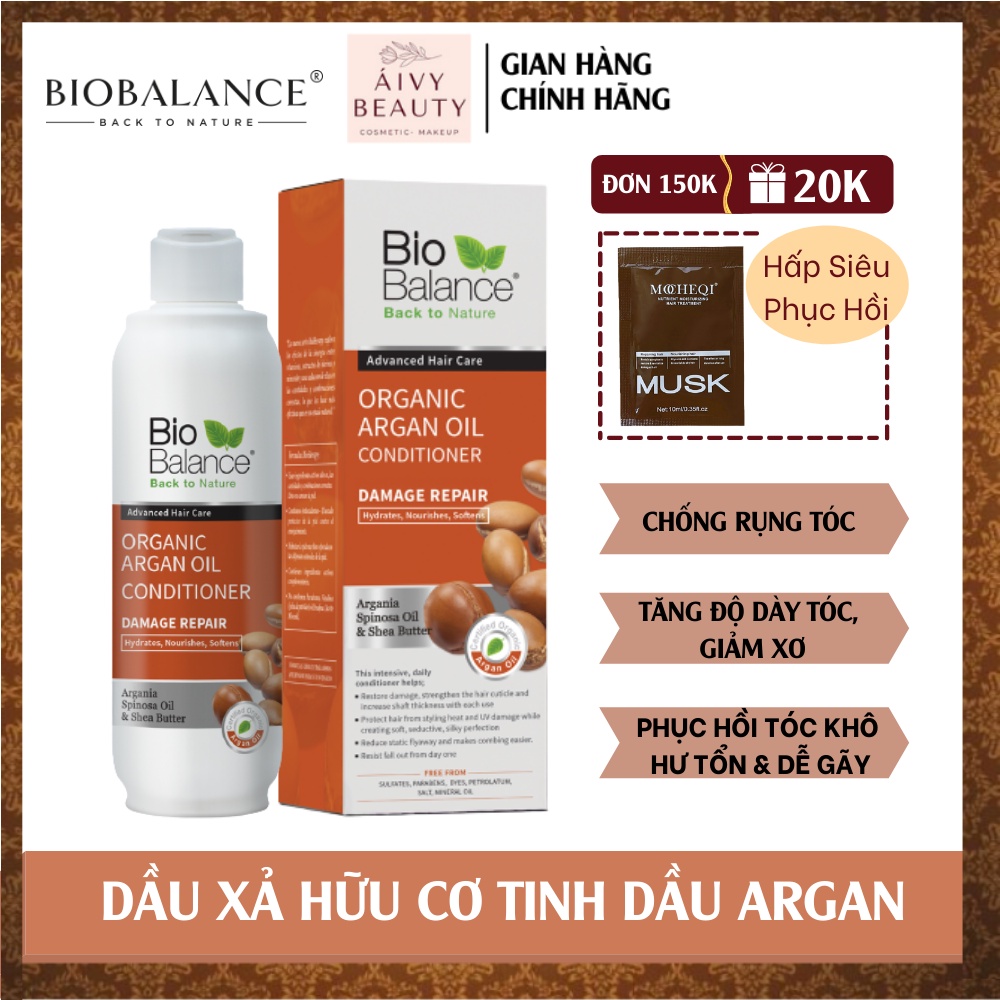 Dầu Xả Hữu Cơ Tinh Dầu Argan Mềm Mượt Chống Rụng Và Kích Thích Mọc Tóc BIO BALANCE 330ML [  BIOBALANCE ]