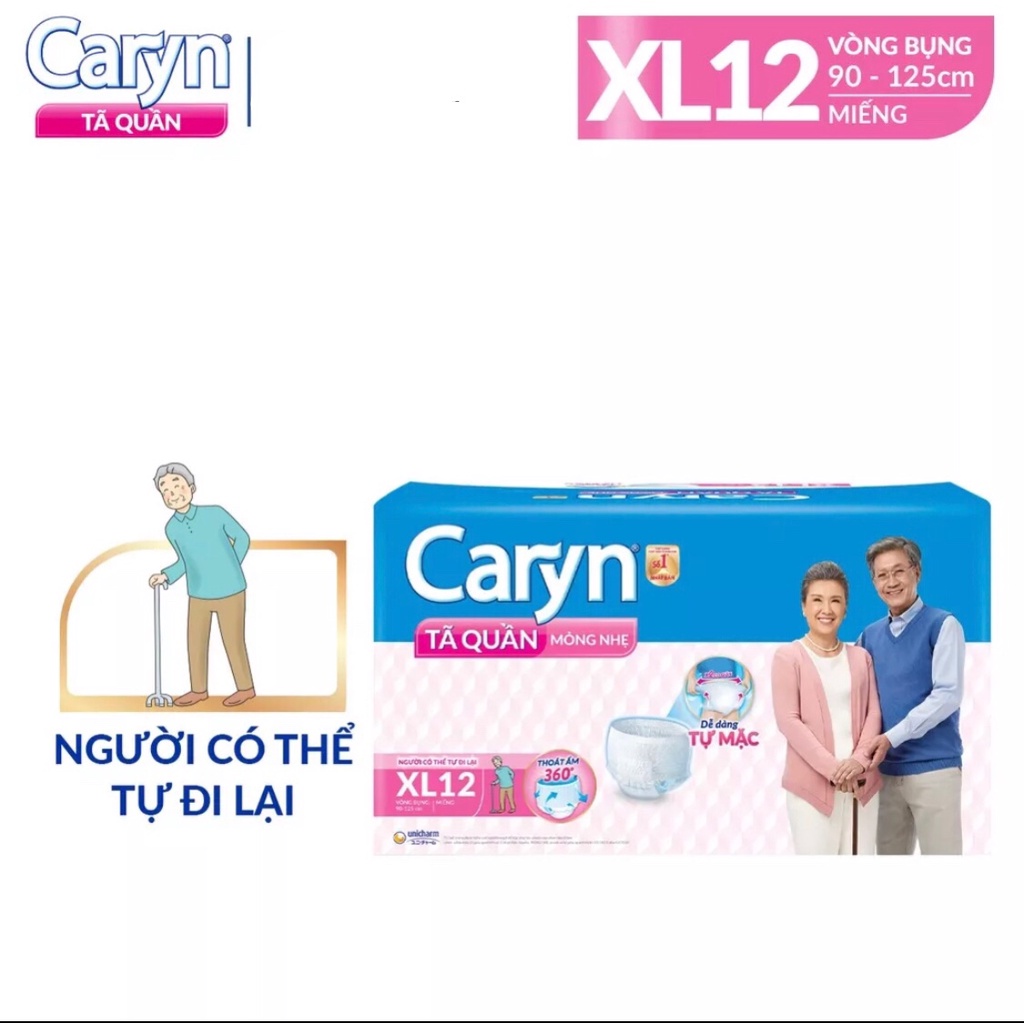 Tã quần Caryn loại mỏng nhẹ size XL 12 miếng