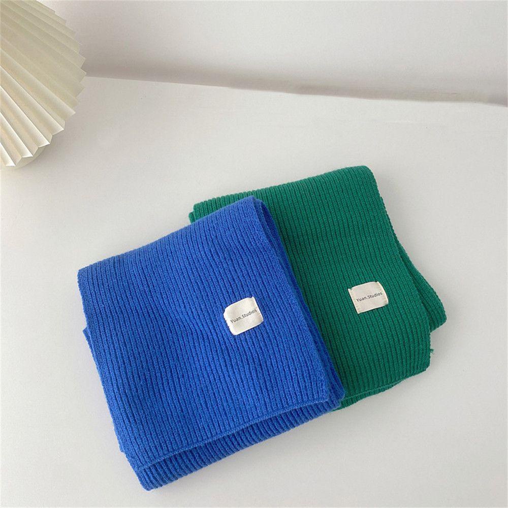 Khăn Choàng Cổ Dài Dệt Kim Dày Dặn Màu Trơn Ấm Áp Thời Trang Cho Nữ