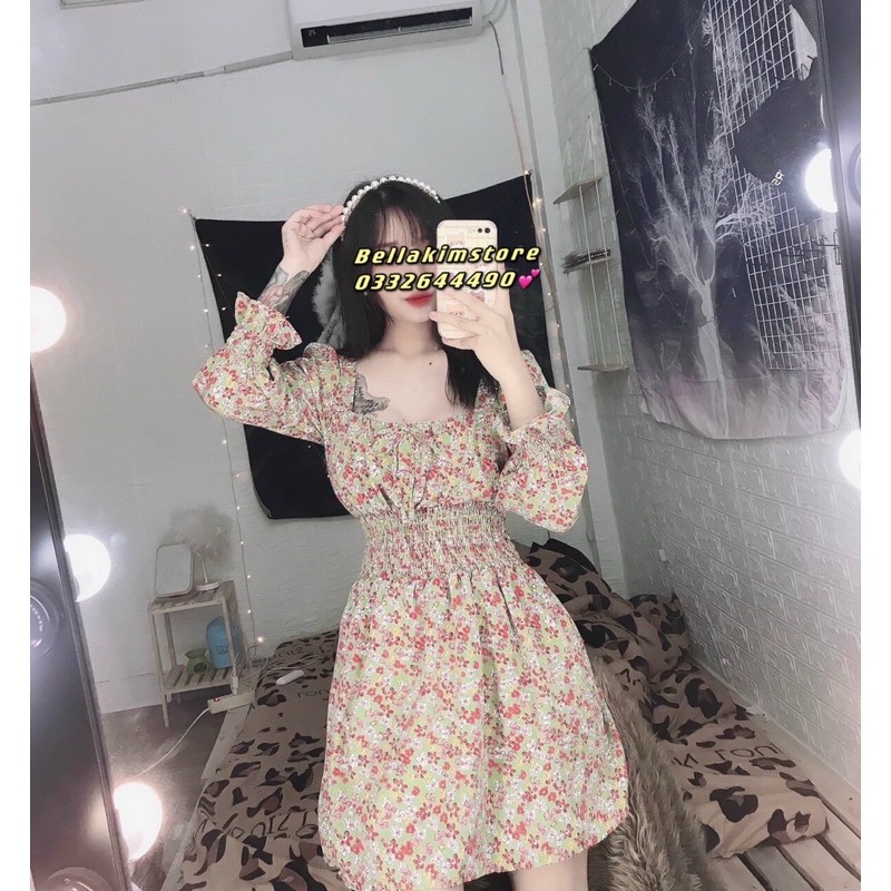 Đầm hoa lụa nhí vintage bo eo siêu xinh form dáng y hình Bảng màu thật ảnh cuối | BigBuy360 - bigbuy360.vn