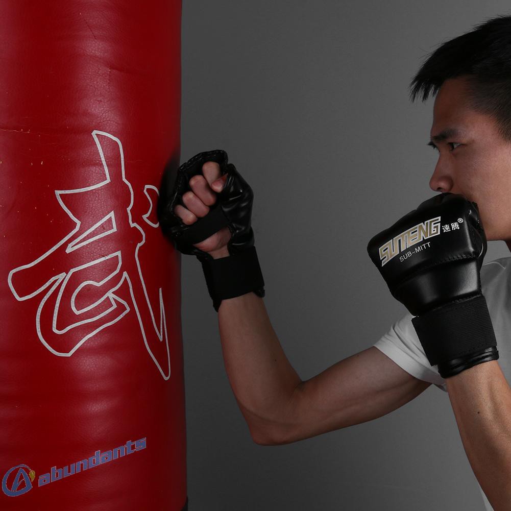 Găng Tay Da Pu Hở Ngón Tập Boxing Muay Thai