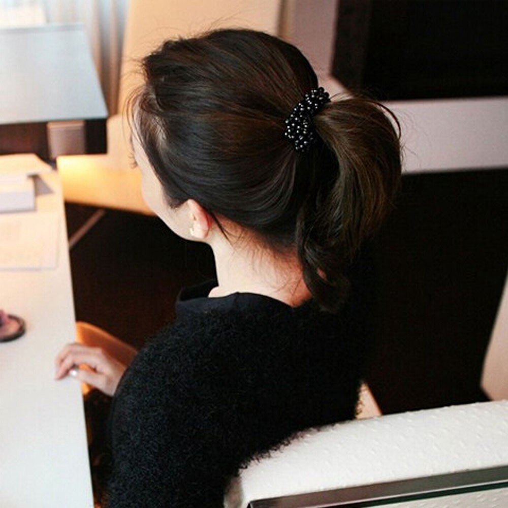Korean Hairwear Women Beads Flower Elastic Hair Rope Headwear