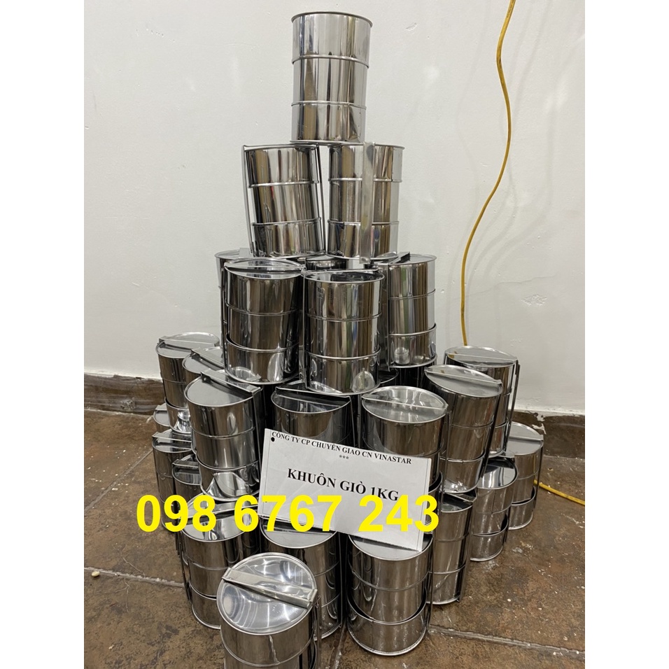 Khuôn inox làm giò có nắp cài inox loại 500g và 1000g