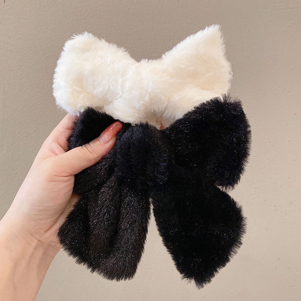 Kẹp Tóc Hình Nơ Lưng Phủ Lông Ngọt Ngào Xinh Xắn Cho Nữ