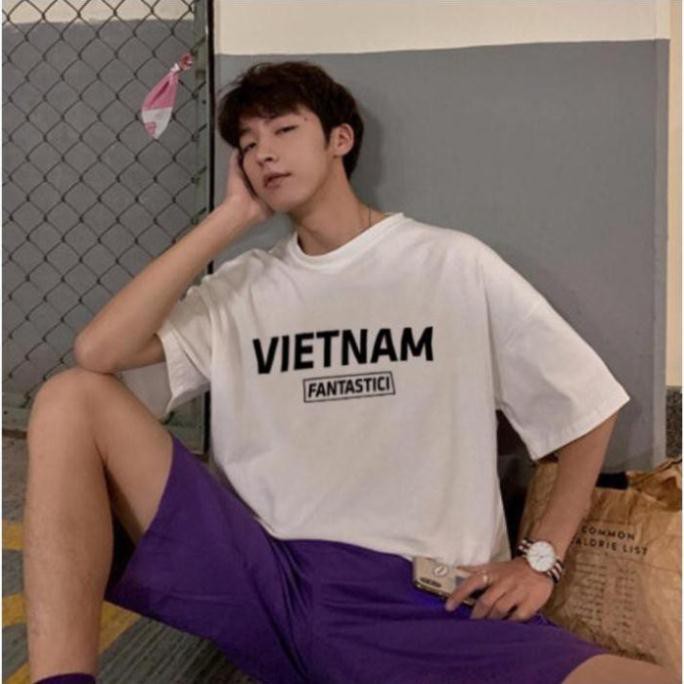Áo thun tay lỡ Unisex, áo phông form rộng VIETNAM