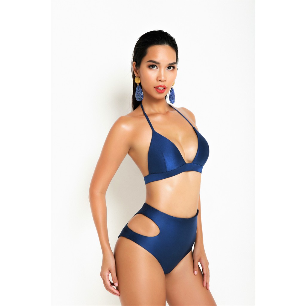 Blue Jasmine Two Pieces Bikini - Bikini hai mảnh BW05 xanh navy bóng | BigBuy360 - bigbuy360.vn